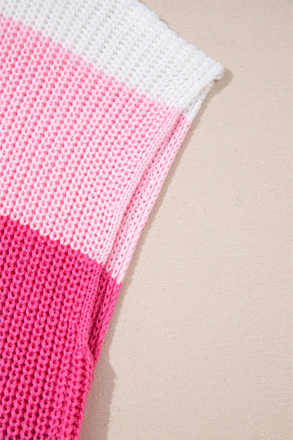 Threaded Pear Elliot Color Block Notch V Neck Sweater Top