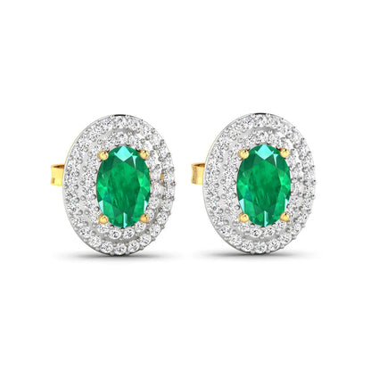 Genuine Zambian Emerald and Diamond Studs