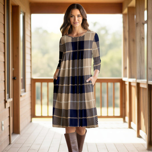 Navy and Beige-