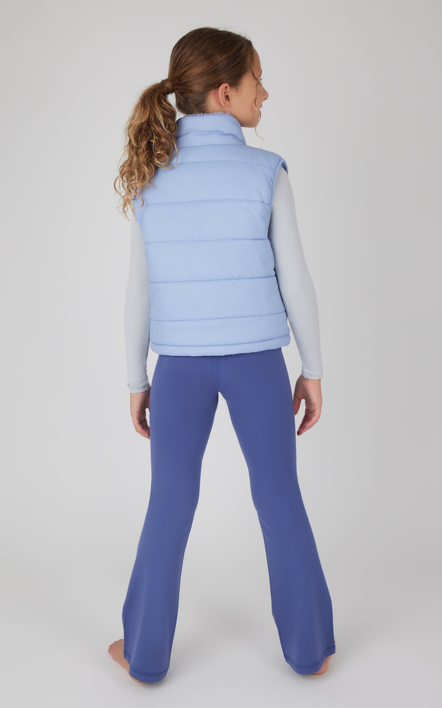 Girls Quilted Vest & Super Soft Top & Flare Legging Set