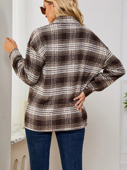 Plaid Button Up Long Sleeve Shacket