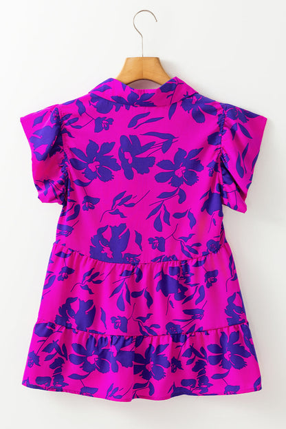 Karla Floral Collared Button Blouse - Threaded Pear