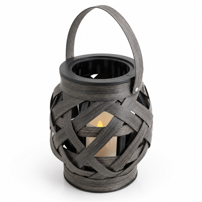 Basket Weave Lantern with LED Candle-