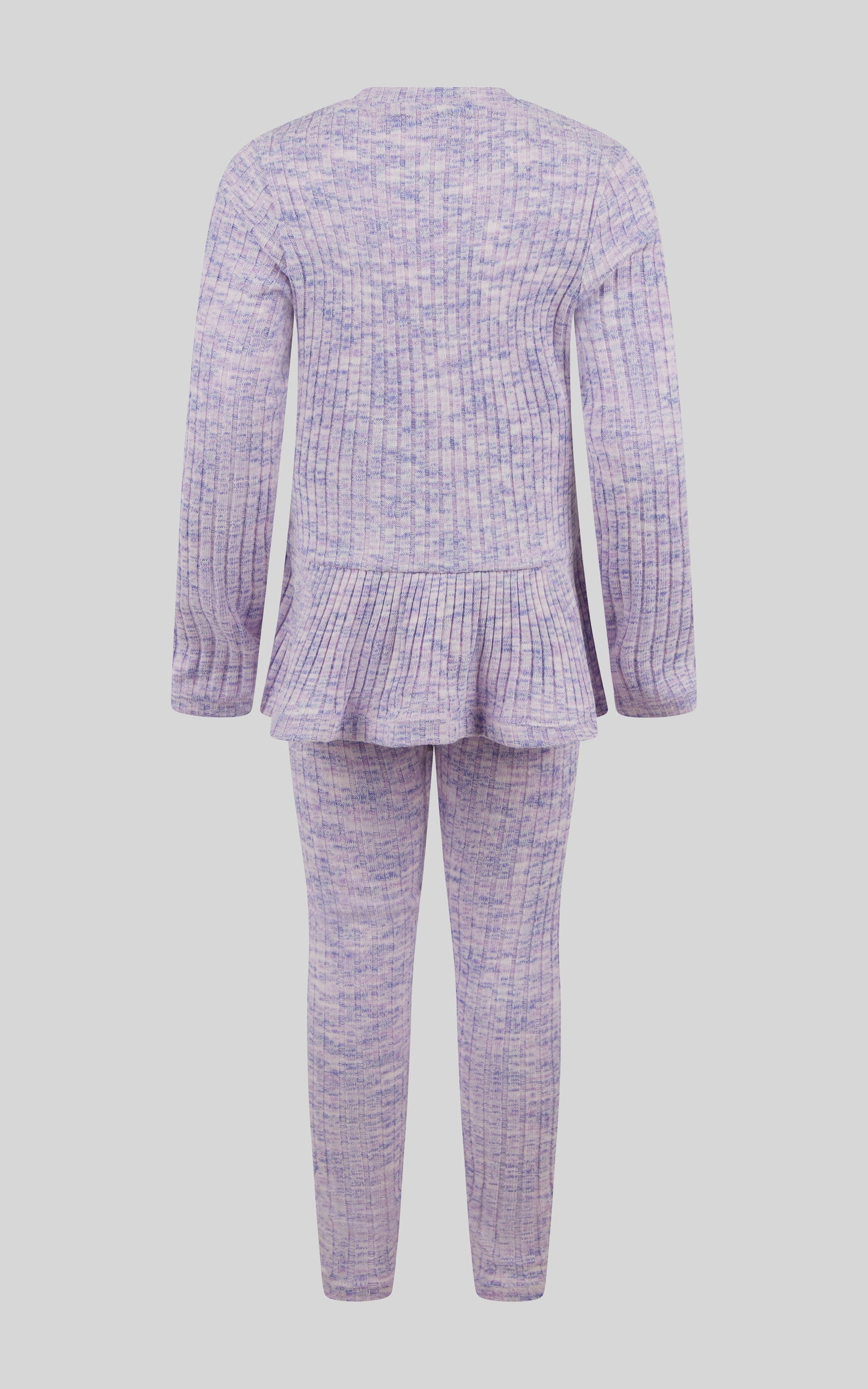 4-6X 2 PC Ribbed Space Dye Peplum Pullover + Legging Set