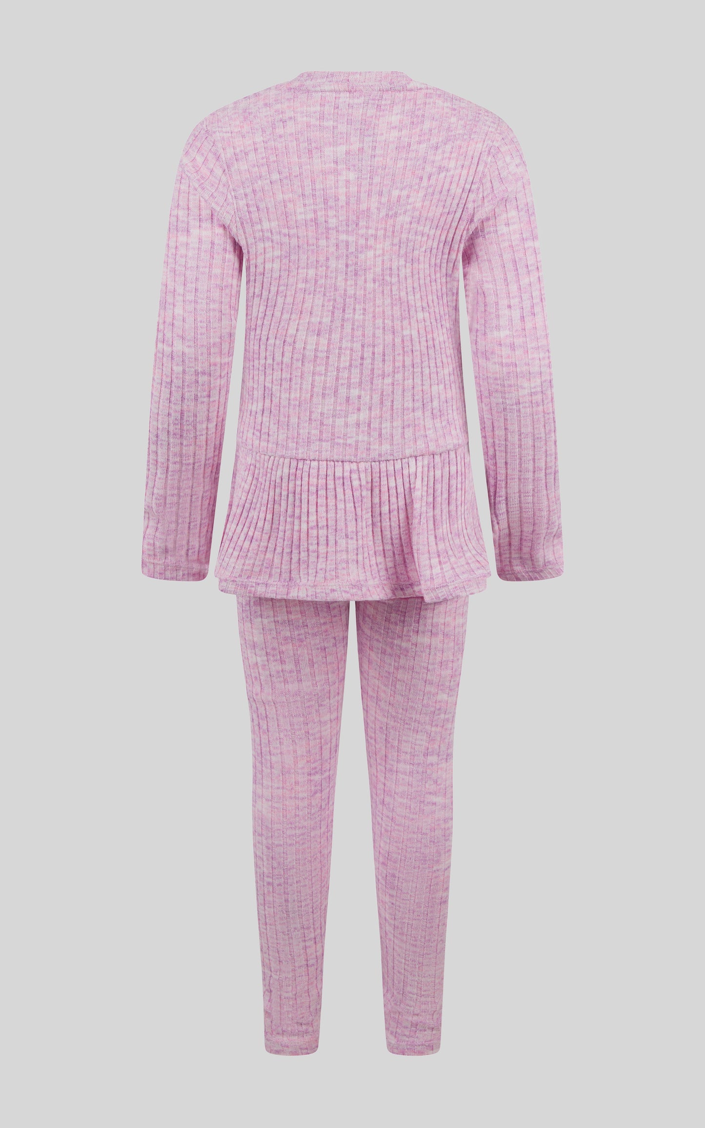 4-6X 2 PC Ribbed Space Dye Peplum Pullover + Legging Set