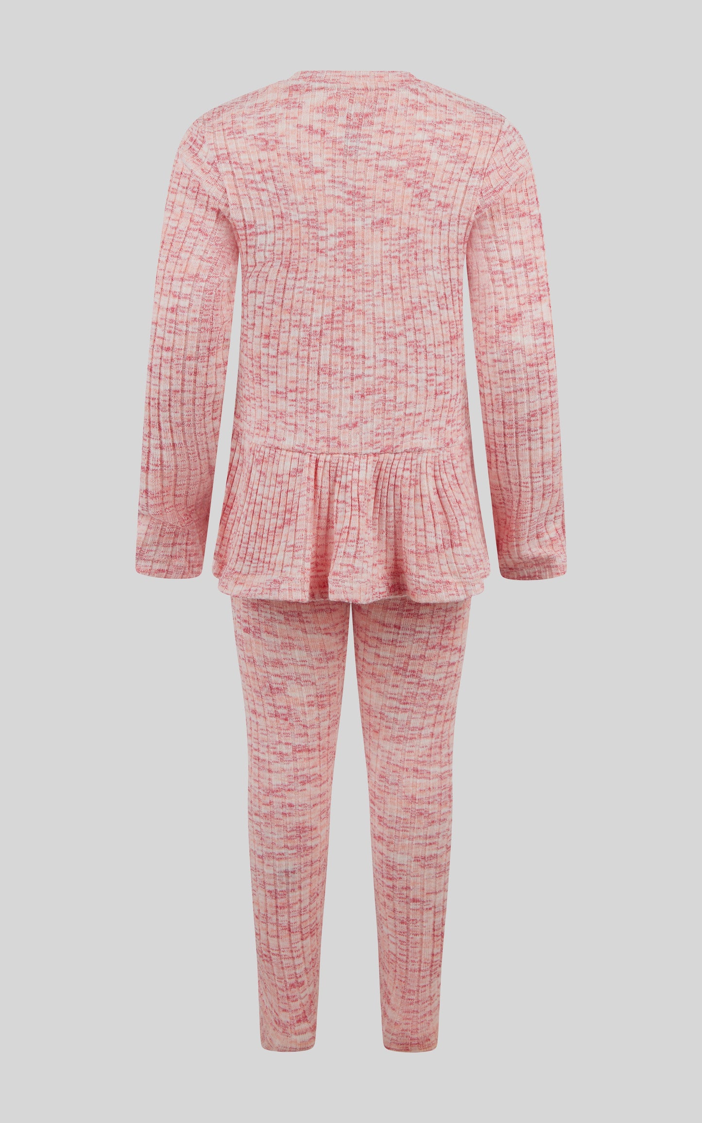 4-6X 2 PC Ribbed Space Dye Peplum Pullover + Legging Set