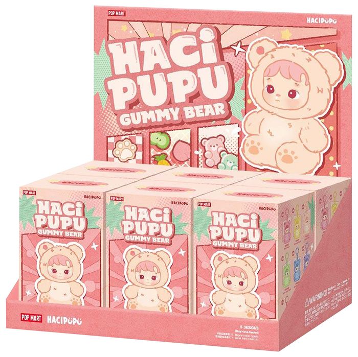 Pop Mart HACIPUPU Gummy Bear Series Vinyl Plush Pendant Sealed Whole Set 'Mystery' (6 Blind Boxes)