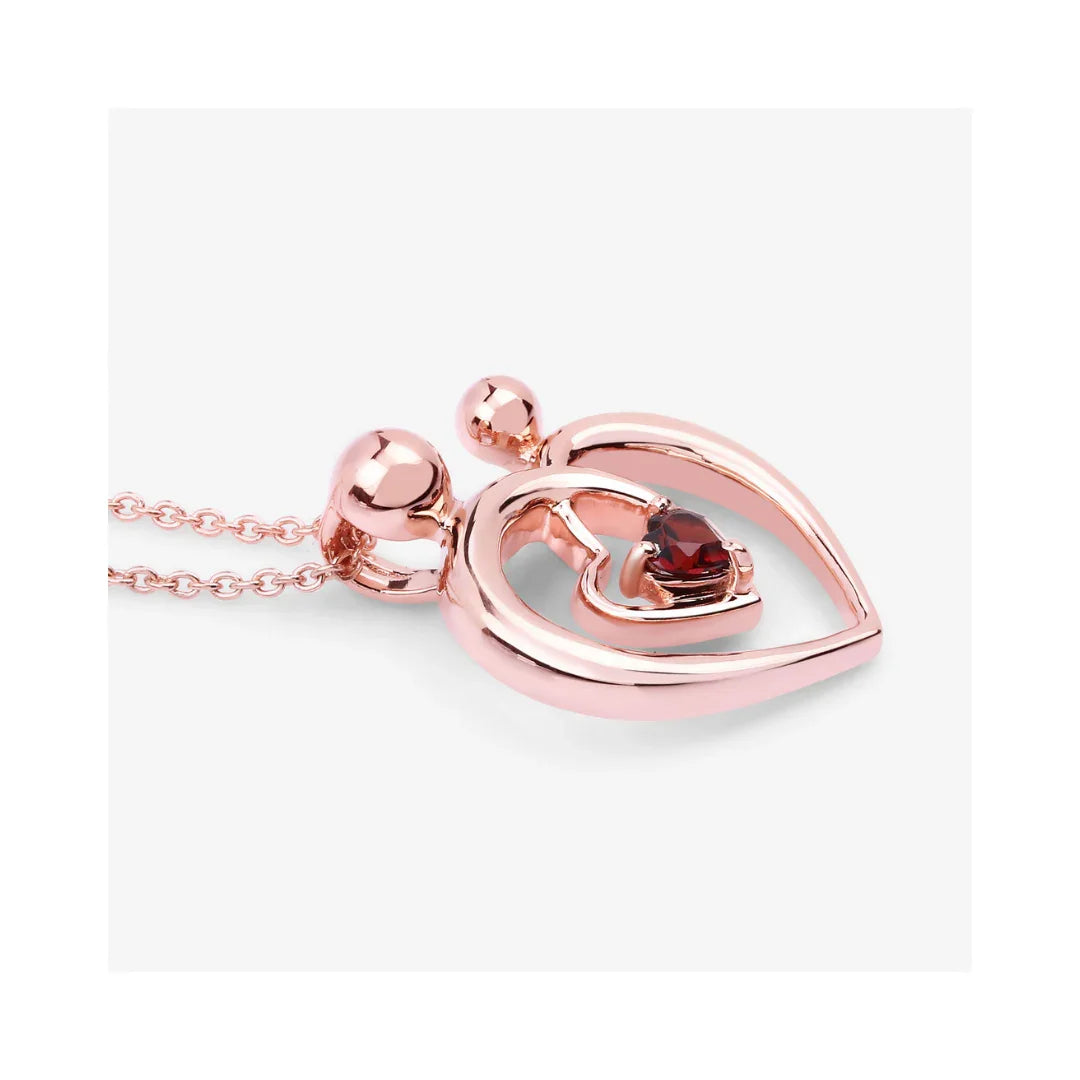 0.32 Ct Heart Red Garnet Prong Rose Gold Plated Mom Pendant Necklace