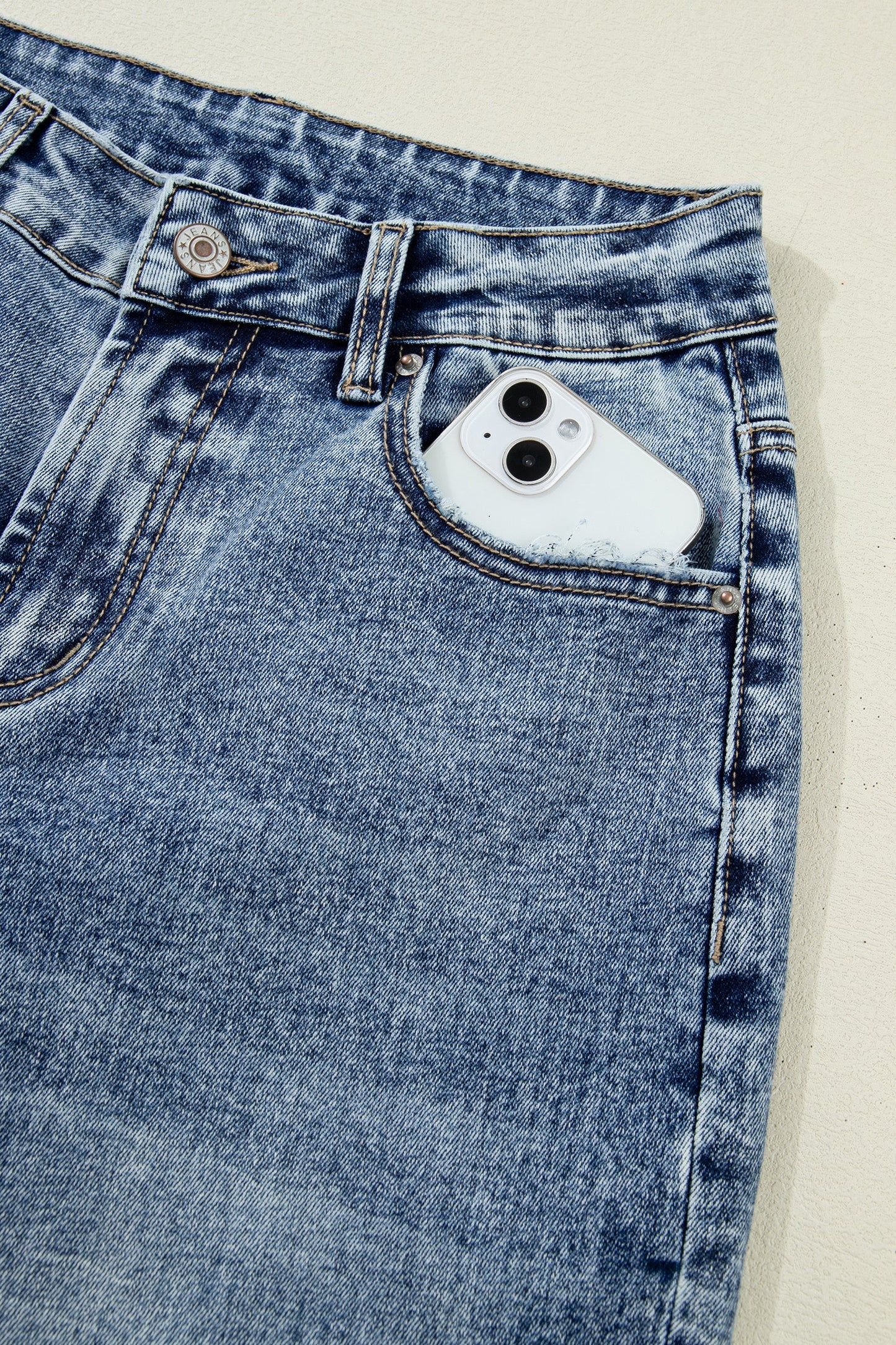 Threaded Pear Elia Cuffed Straight Loose Jeans