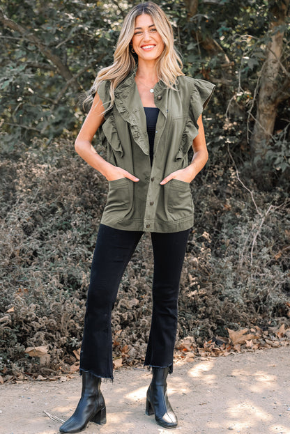Threaded Pear Abigail Bay Ruffled Patchwork Jacket