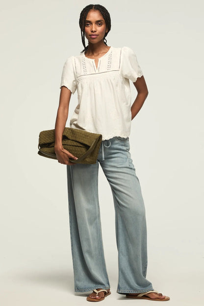 Lucky Brand Women's Vertical Trimmed Shell Tee - Whisper White