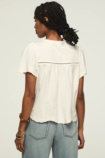 Lucky Brand Women's Vertical Trimmed Shell Tee - Whisper White
