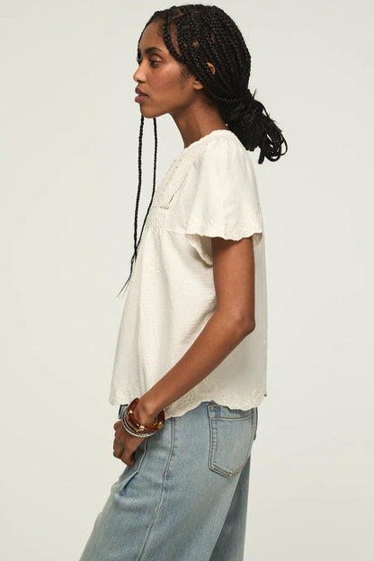 Lucky Brand Women's Vertical Trimmed Shell Tee - Whisper White
