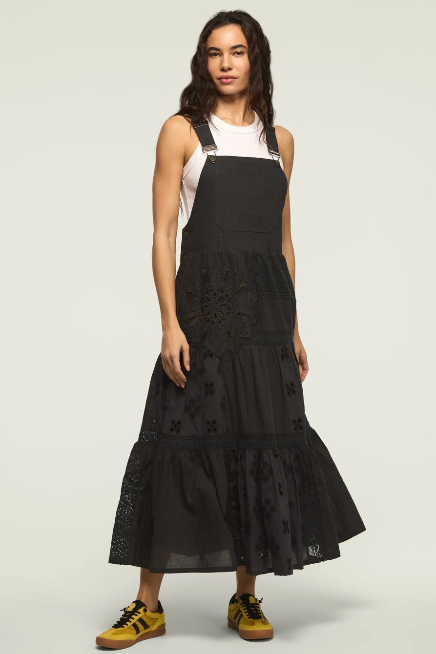 Lucky Brand Women's Cutwork Overall Maxi Dress - Raven