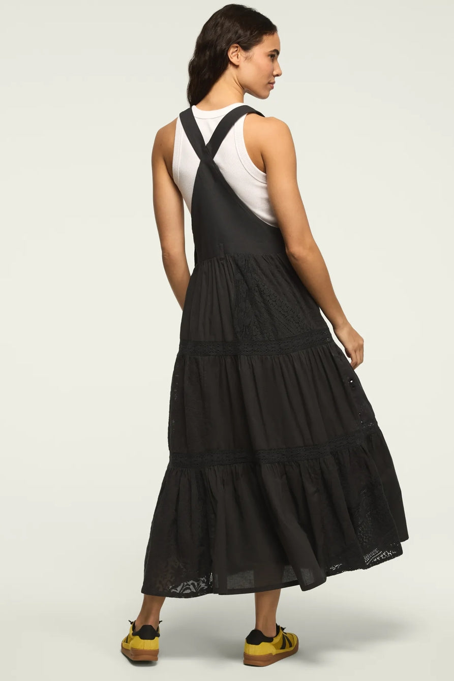 Lucky Brand Women's Cutwork Overall Maxi Dress - Raven