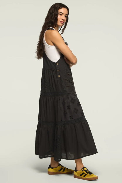 Lucky Brand Women's Cutwork Overall Maxi Dress - Raven