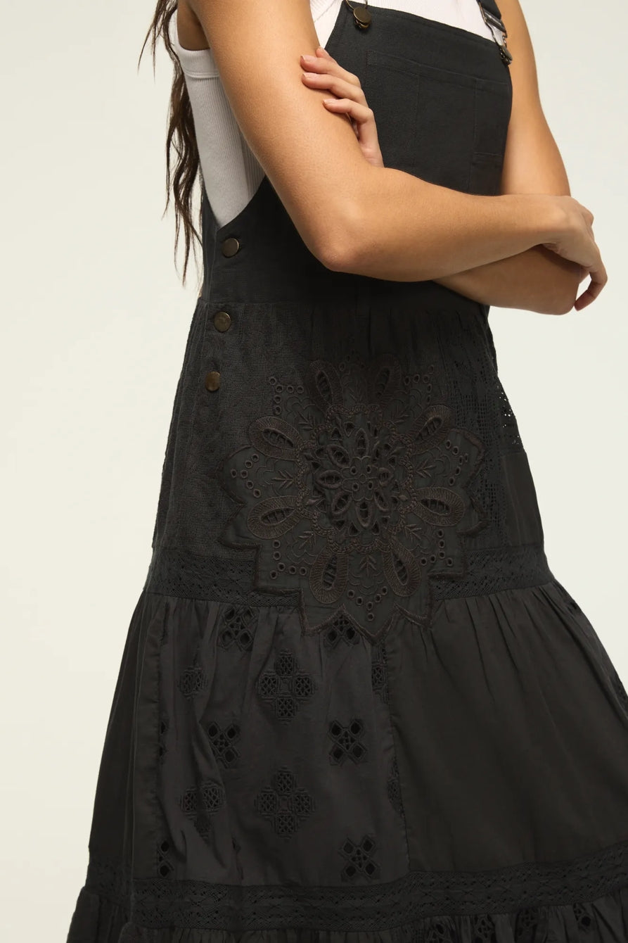 Lucky Brand Women's Cutwork Overall Maxi Dress - Raven