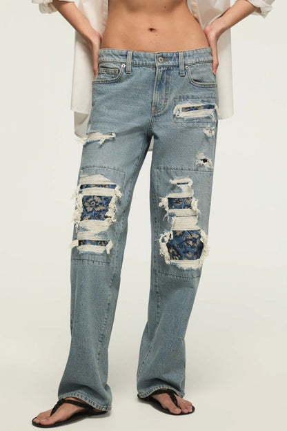 Lucky Brand Women's Lucky Legend Baggy - Skipping Flowers Wash