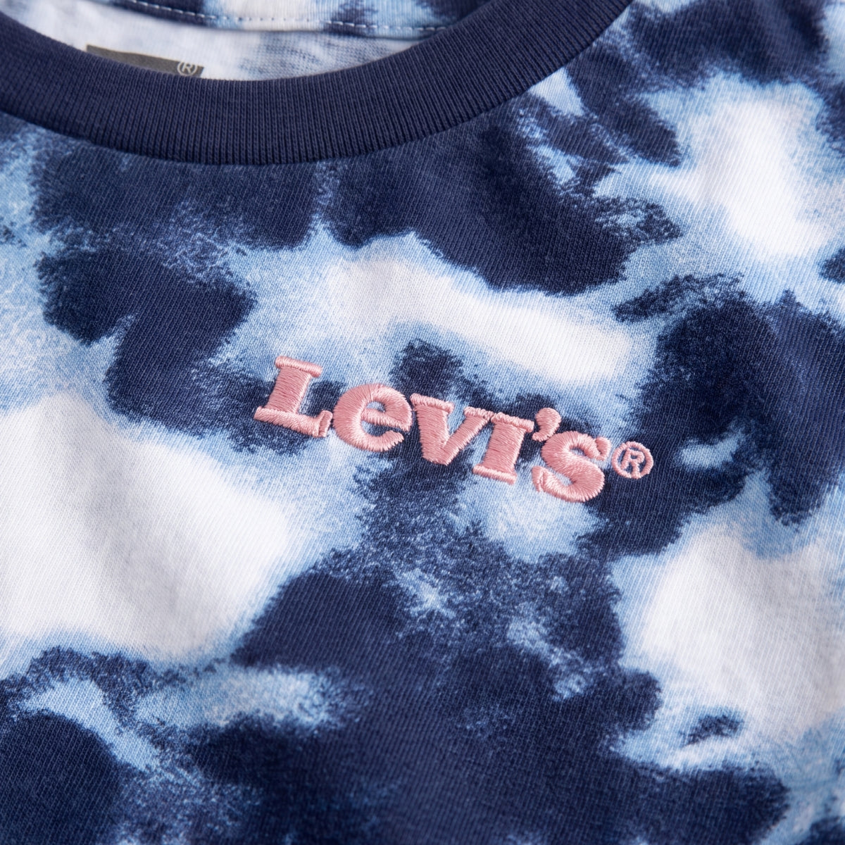 Blue and white tie-dye-
