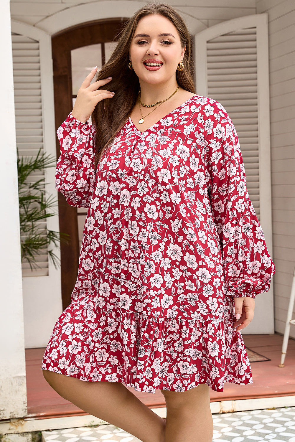 Threaded Pear Georgina Balloon Sleeve Relaxed PLUS Dress