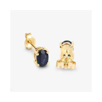 0.96 Ct Oval Blue Sapphire Prong 10K Gold Stud Earrings
