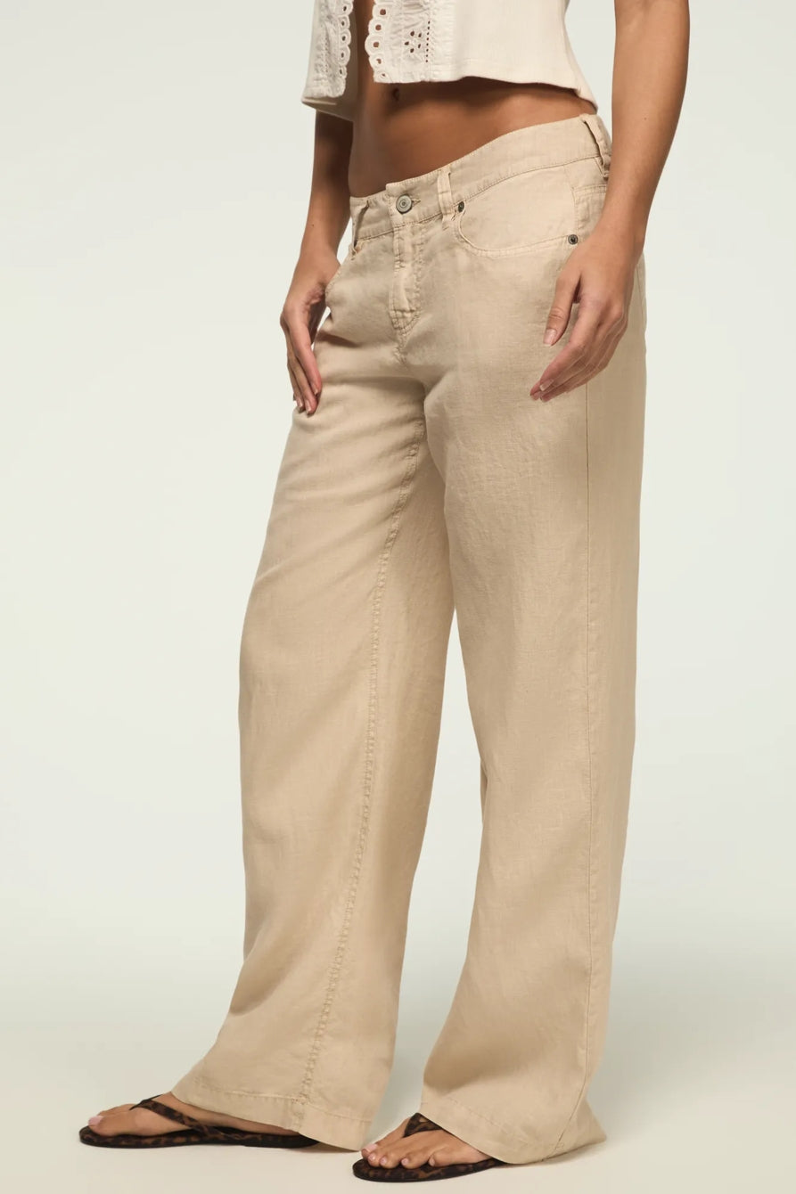 Lucky Brand Women's Baggy Linen Wide Leg Pant - Moonstruck