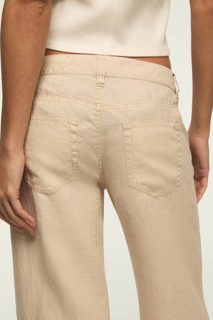 Lucky Brand Women's Baggy Linen Wide Leg Pant - Moonstruck