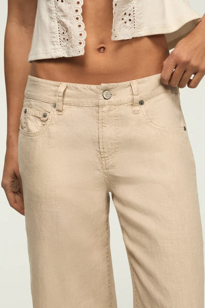 Lucky Brand Women's Baggy Linen Wide Leg Pant - Moonstruck