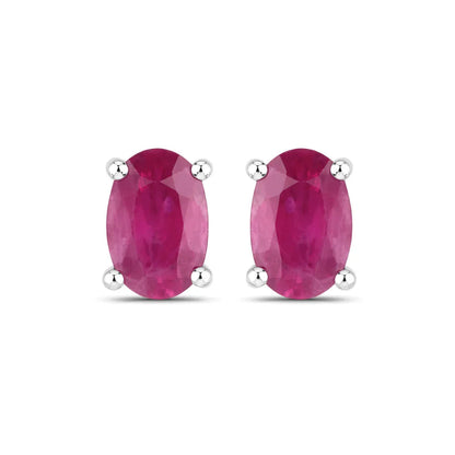 1.04 Ct Oval Pink Ruby Prong 10K Gold Stud Earrings
