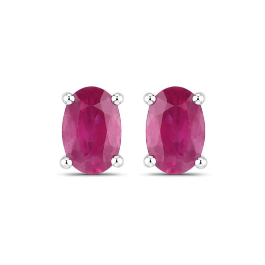 1.04 Ct Oval Pink Ruby Prong 10K Gold Stud Earrings