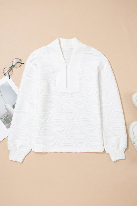Threaded Pear Nyomi Color Textured Zip Pullover