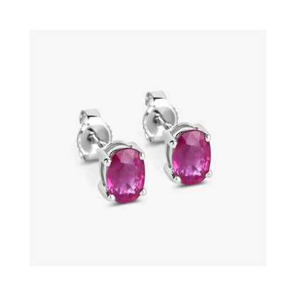 1.04 Ct Oval Pink Ruby Prong 10K Gold Stud Earrings