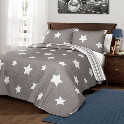 Star Reviersible 2 Piece Quilt Set Twin Size