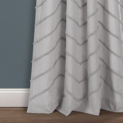 Chenille Chevron Window Curtain Panel Set
