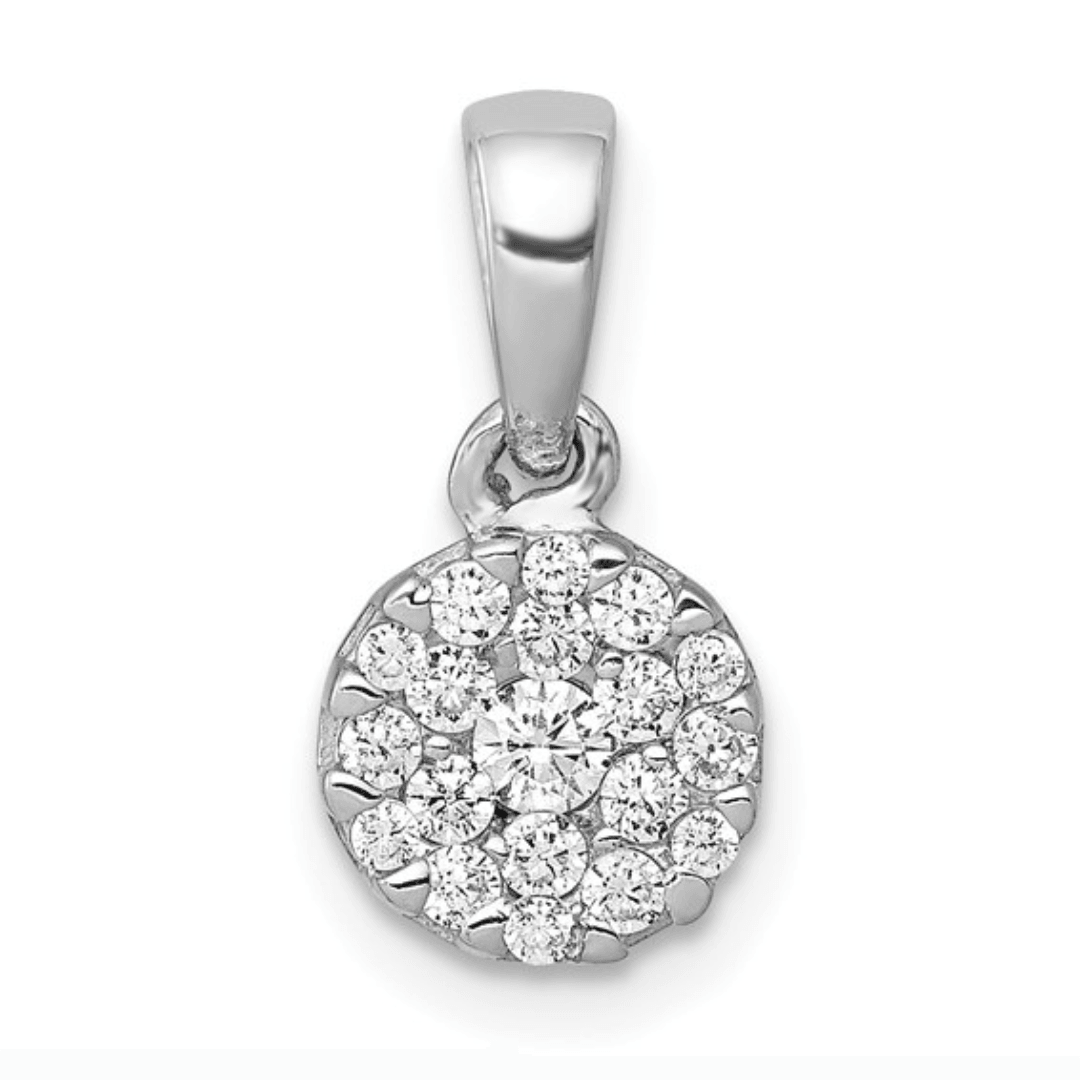 14K White Gold Lab Grown Diamond Cluster Pendant