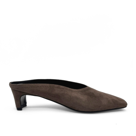Junie Heeled Suede Mule - Brown