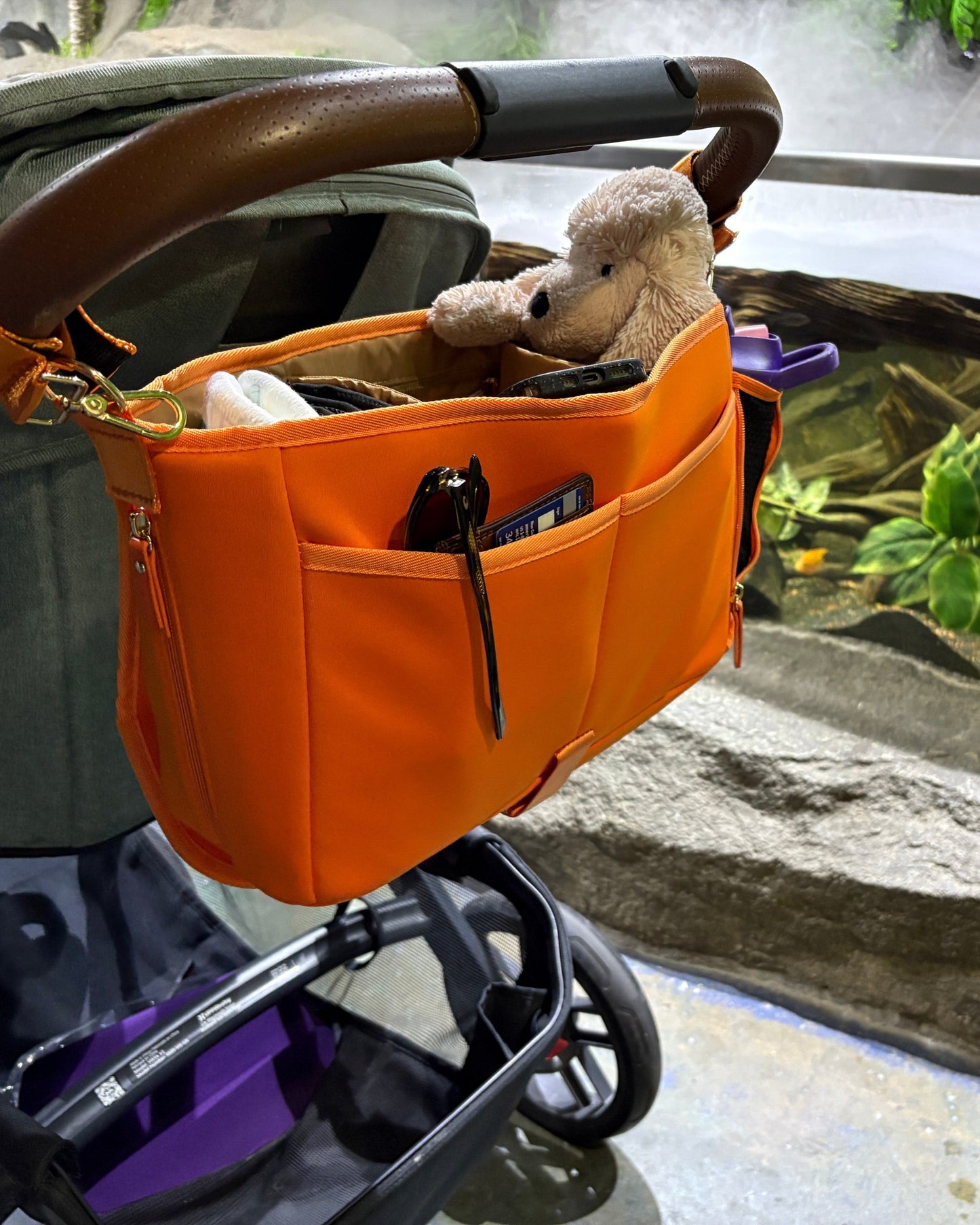 Sarah Wells Deluxe Stroller Caddy Organizer – Insulated, Machine-Washable with Crossbody Strap, Storage Pockets & Luggage Sleeve