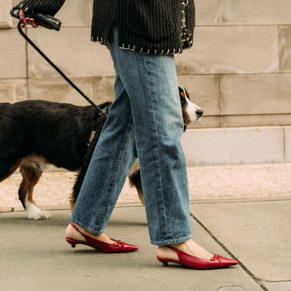 Montecito Slingback Kitten Heels - Burgundy