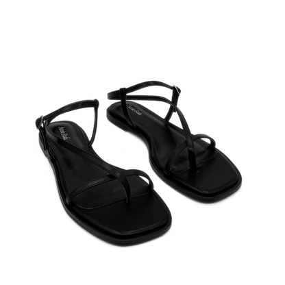 Maxy Asymmetric T-Strap Sandal - Black