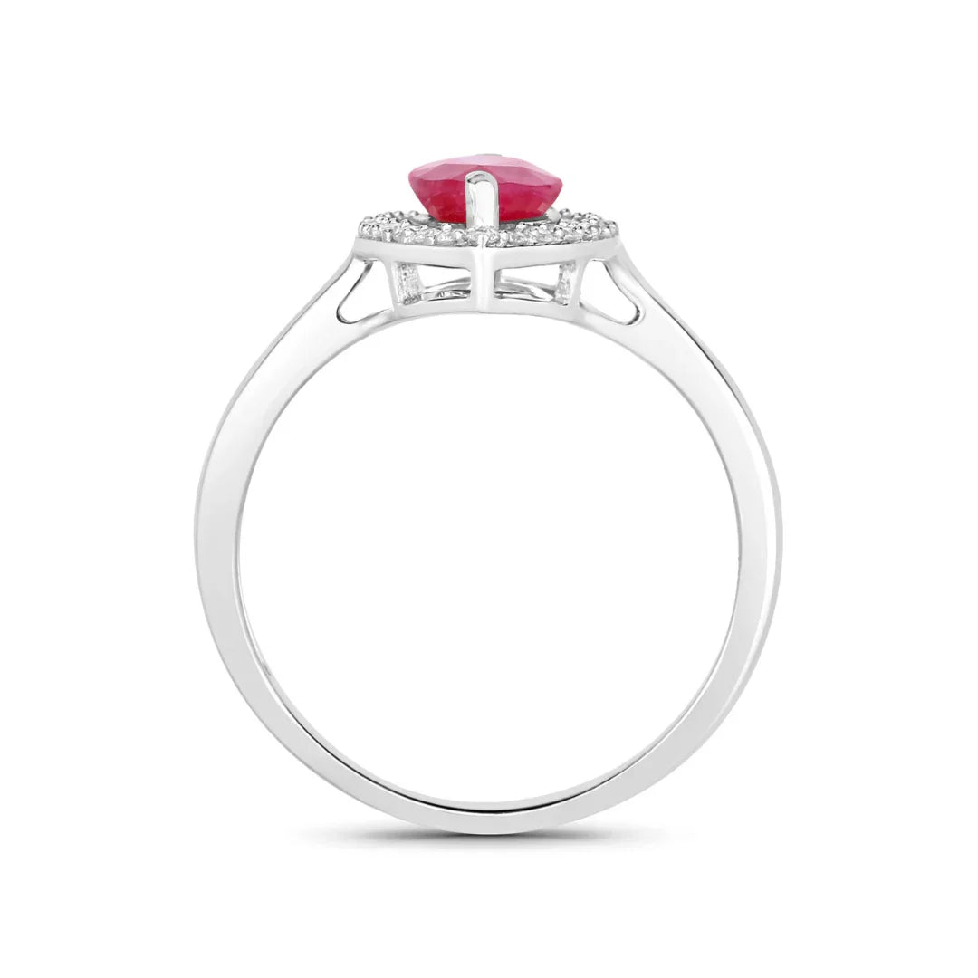 1.39 Ct Marquise Pink Ruby Diamond Prong 10K Gold Halo Ring