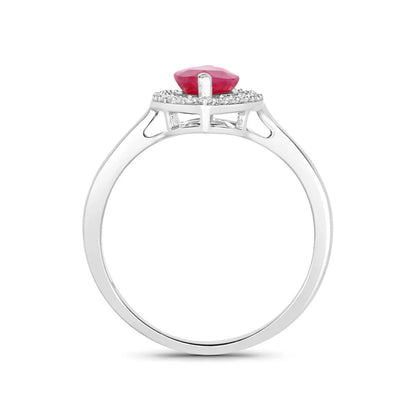 1.39 Ct Marquise Pink Ruby Diamond Prong 10K Gold Halo Ring