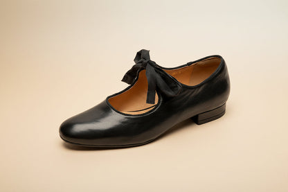 Women’s Vintage French Style Low Heel Leather Shoes