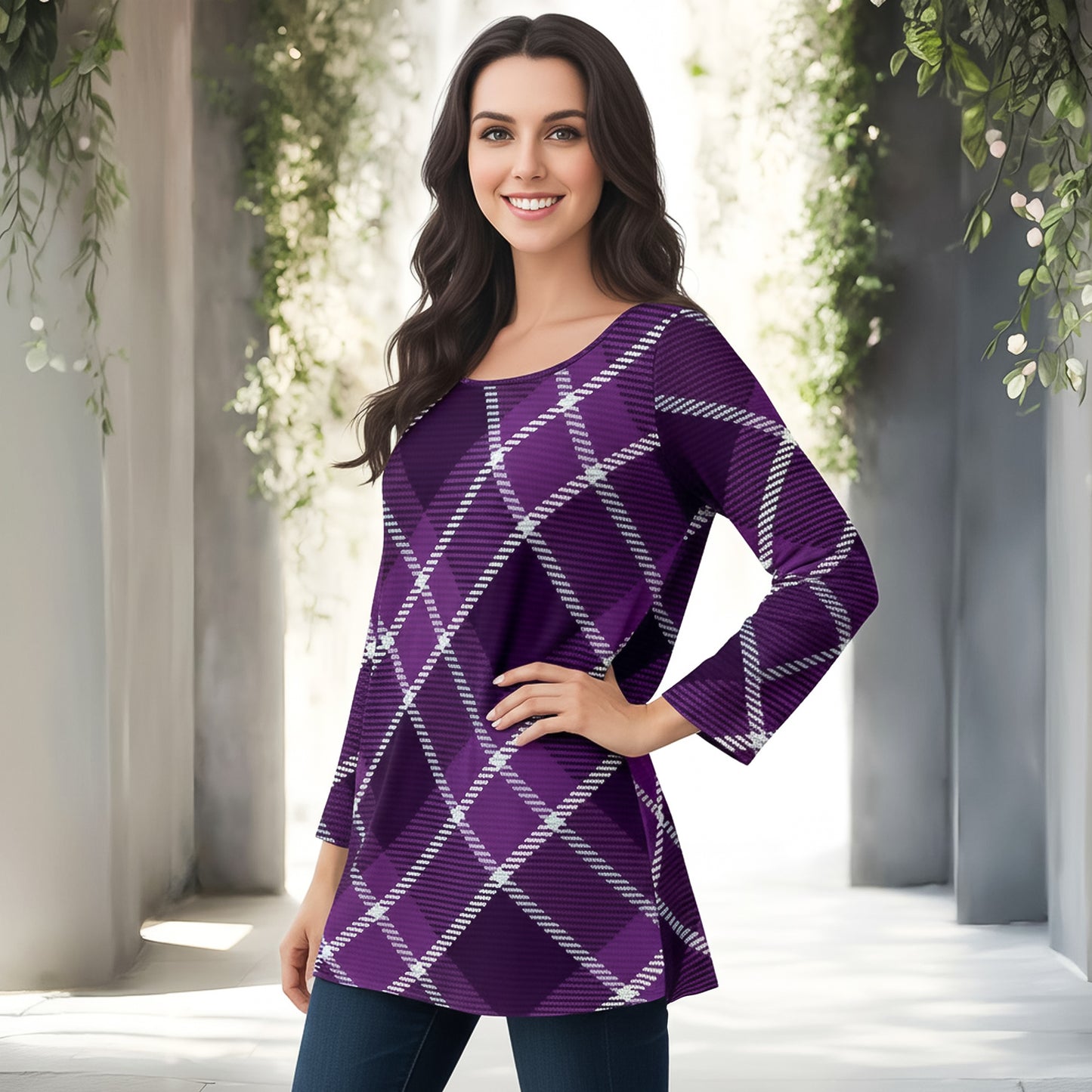Purple and White-