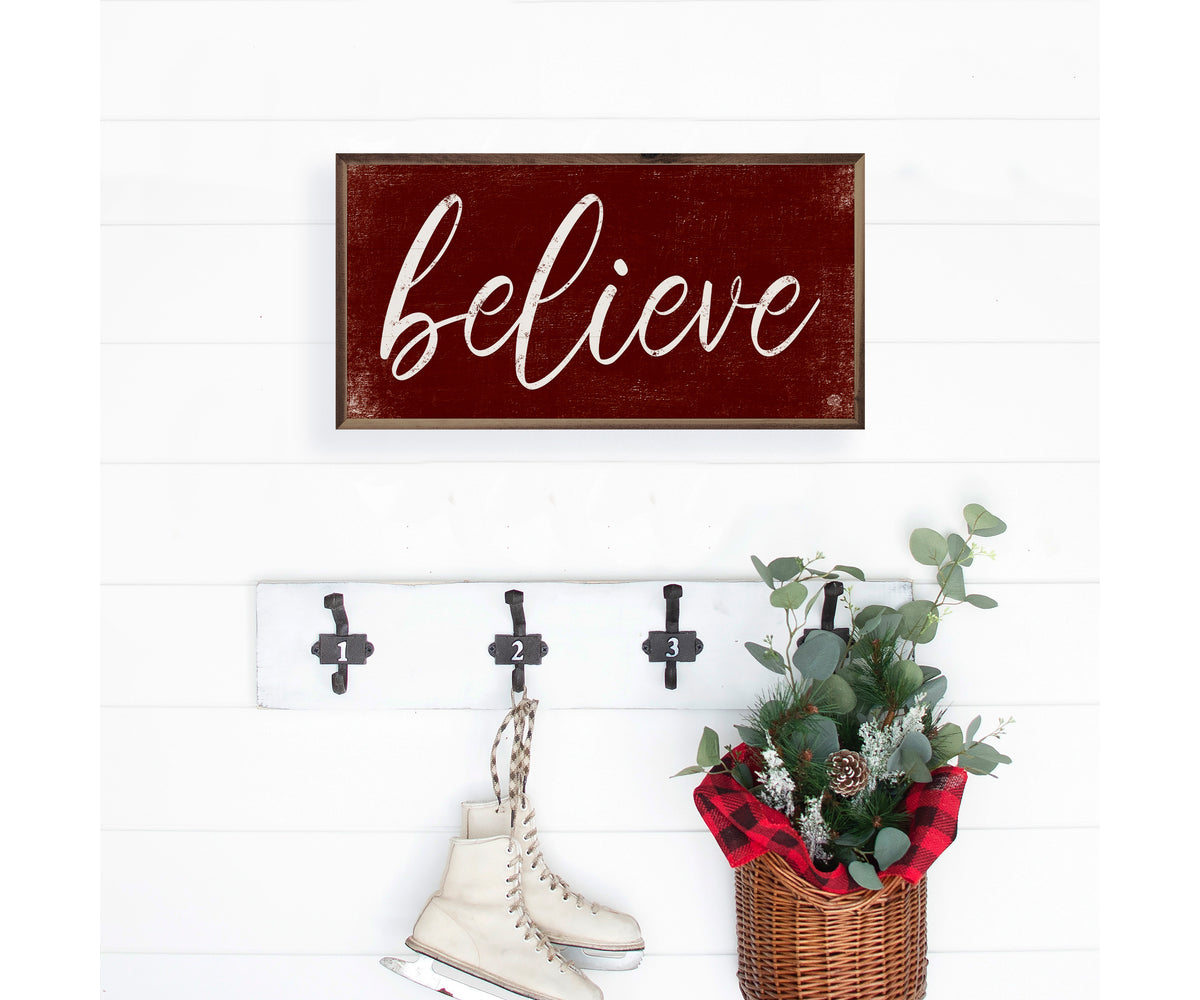 Kendrick Home Believe Script Red