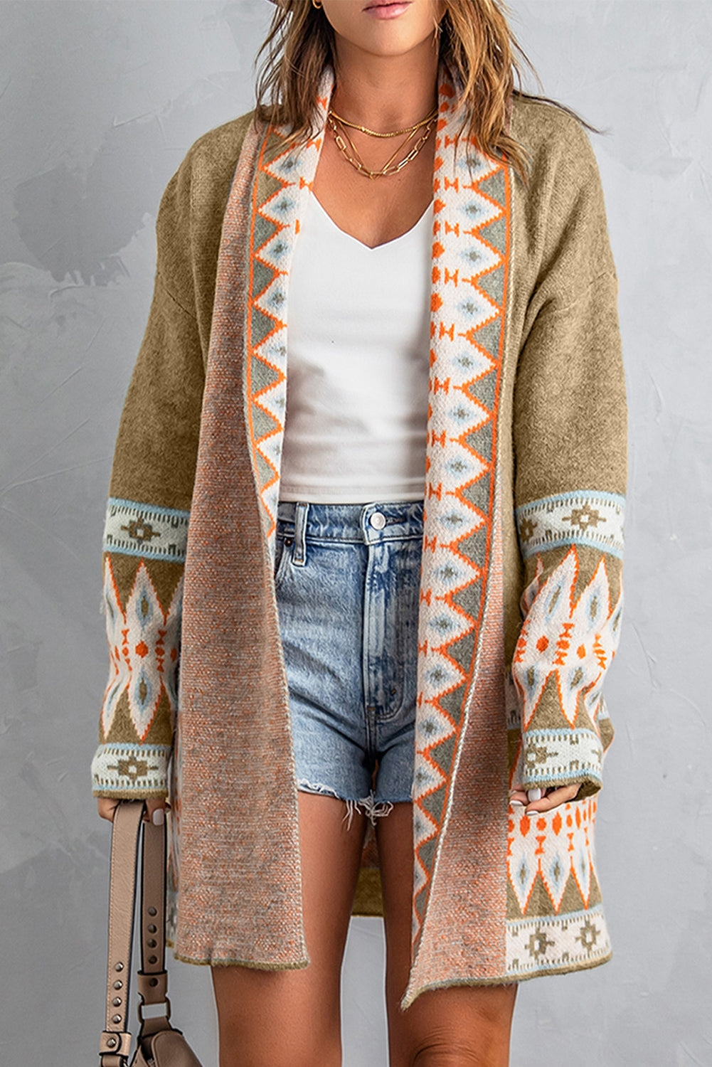 Threaded Pear Evelyn Open Front Knitted Cardigan