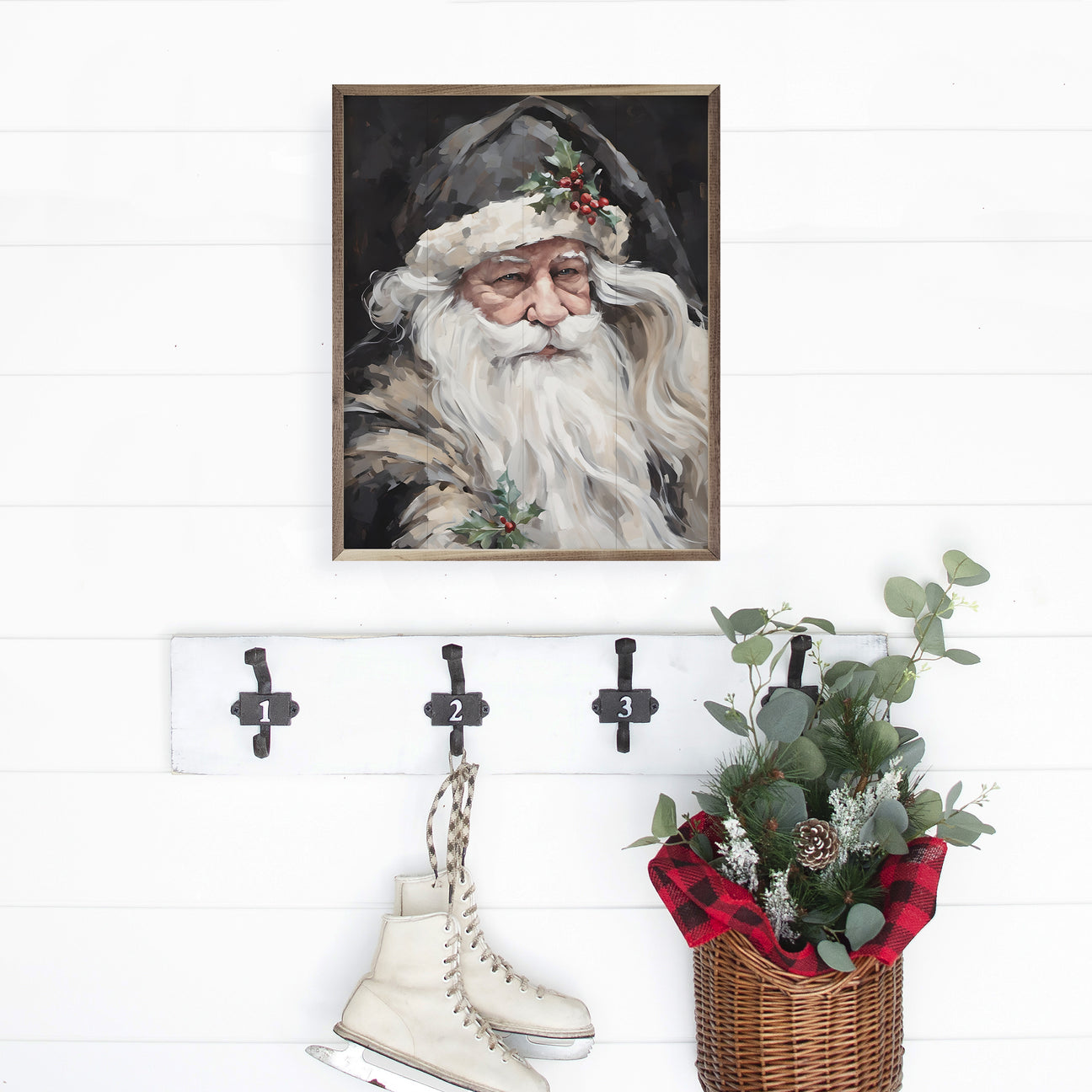 Kendrick Home Wise Grayscale Santa