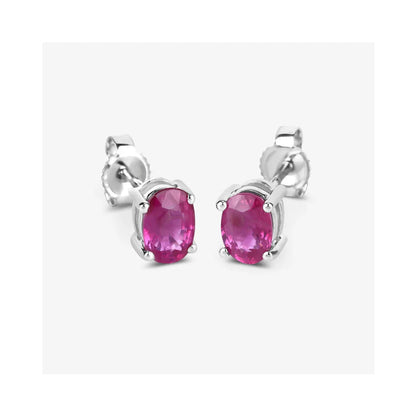 1.04 Ct Oval Pink Ruby Prong 10K Gold Stud Earrings
