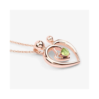 0.25 Ct Heart Green Peridot Prong Rose Gold Plated Mom Pendant Necklace
