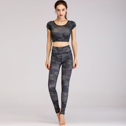 Printed navel short-sleeved quick-drying dance dress