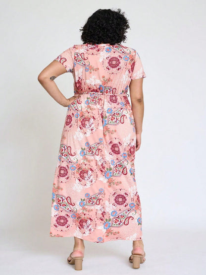 Elegant Floral Maxi Dress With  Surplice  Versatile Summer Dress For Women